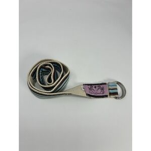 Equine Couture D-Ring Belt Small Blue Brown‎ Striped Canvas Webbing Equestrian